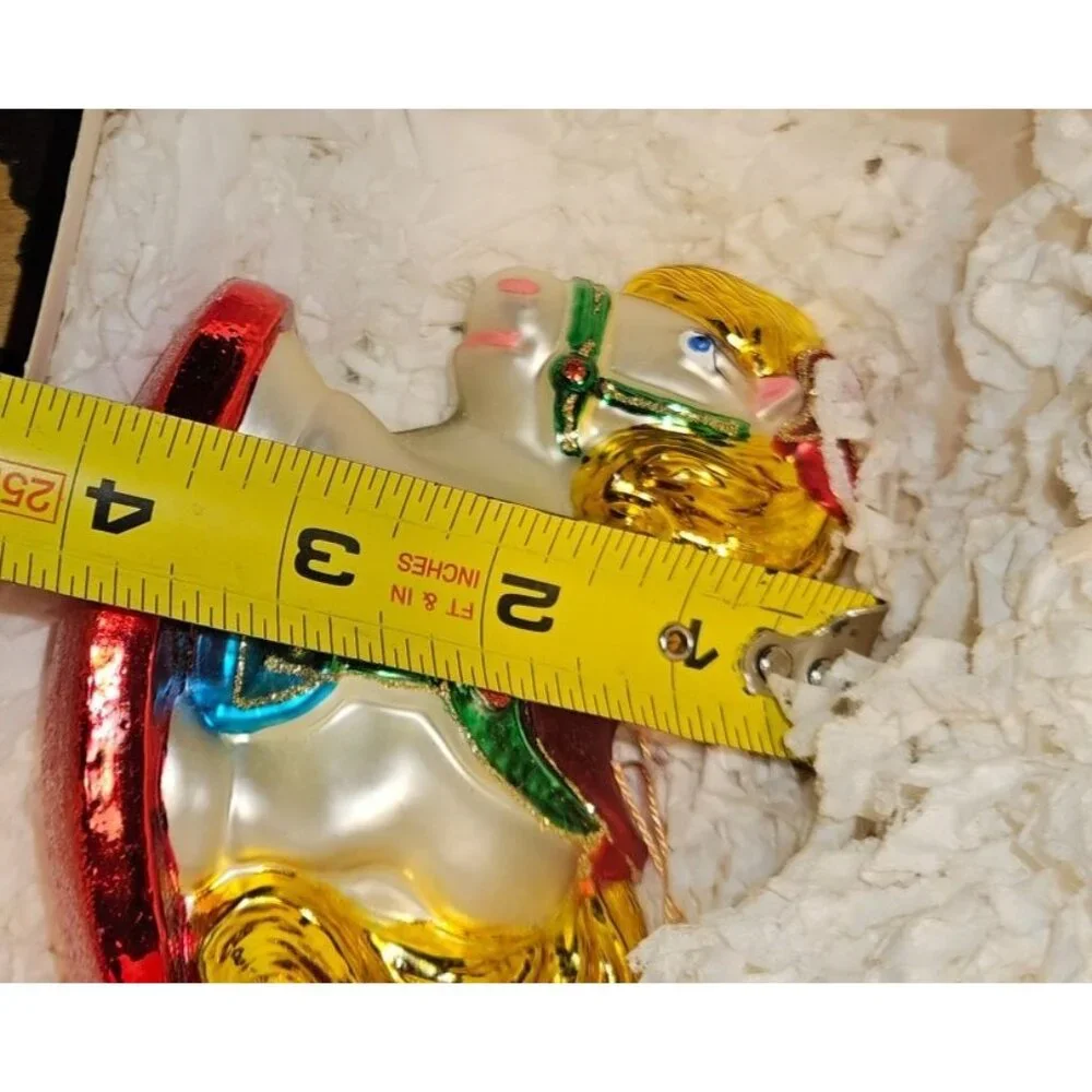 Vintage Christmas Ornament S. Adler Polonaise Glass Rocking Horse Original‎ Box